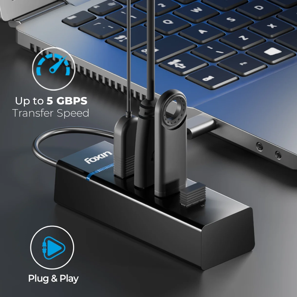 Foxin 4 Port USB Hub 3.0 FUH 344 view 3